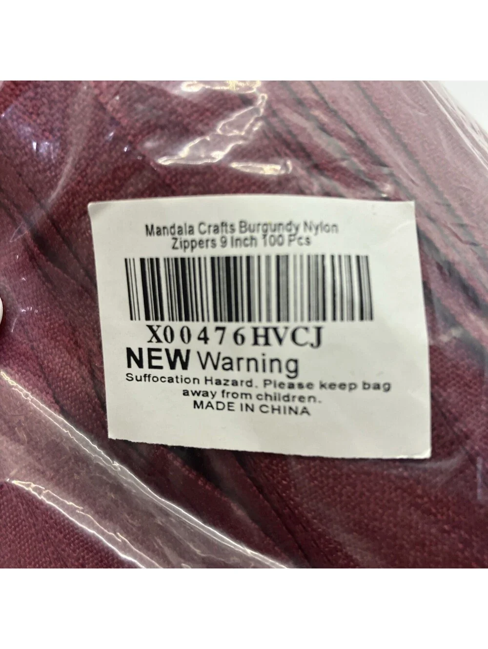 100Pcs 9 Inch Nylon Coil Zippers Bulk #3 Closed End Separating Deep Red